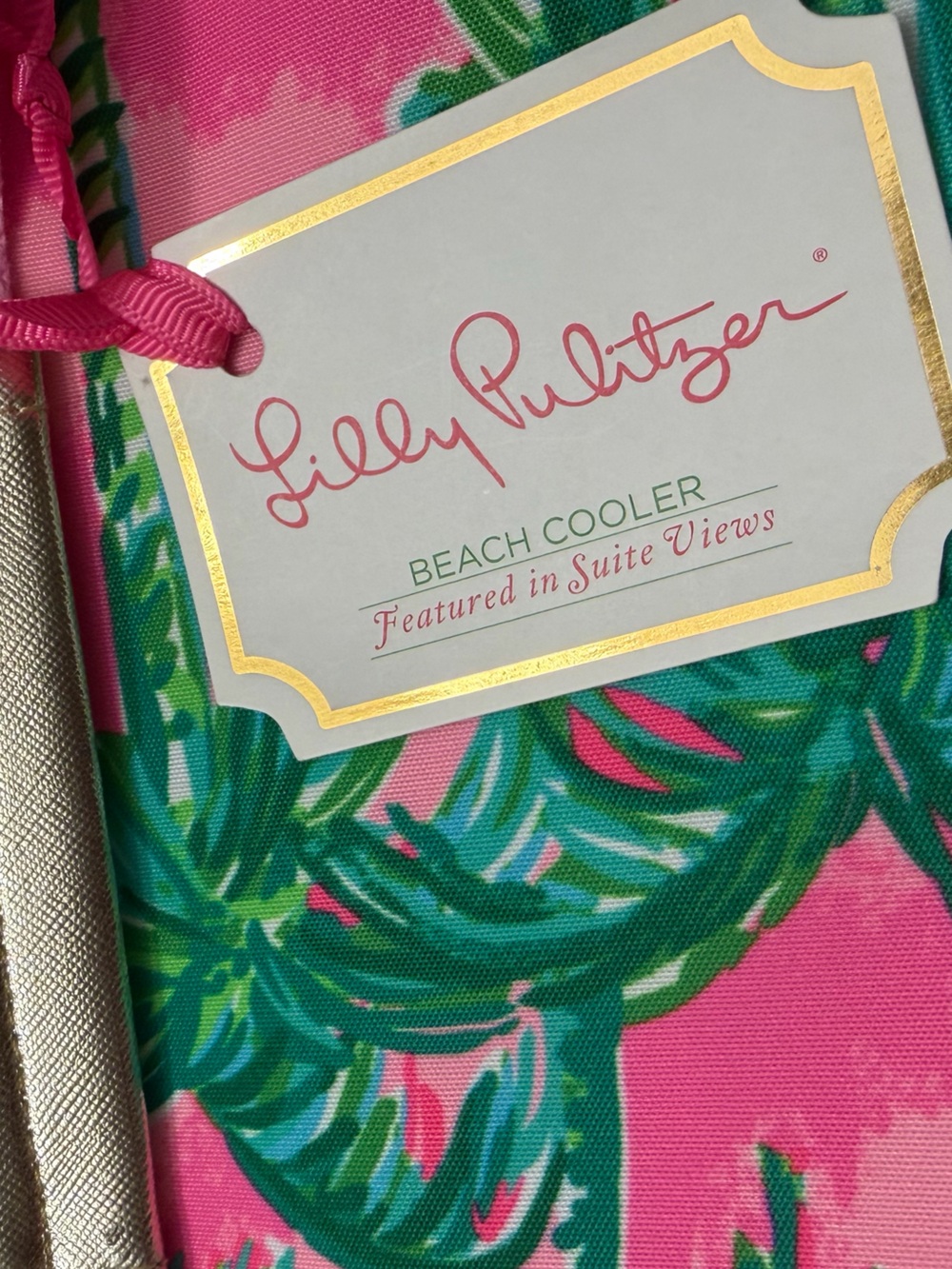 NWT Lilly Pulitzer Beach Cooler Bag in Suite Views Palm Print pink & green - Picture 9 of 11